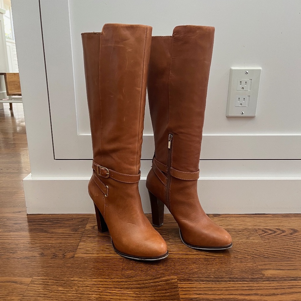 Banana Republic tall leather boots in camel brown, size 7.5